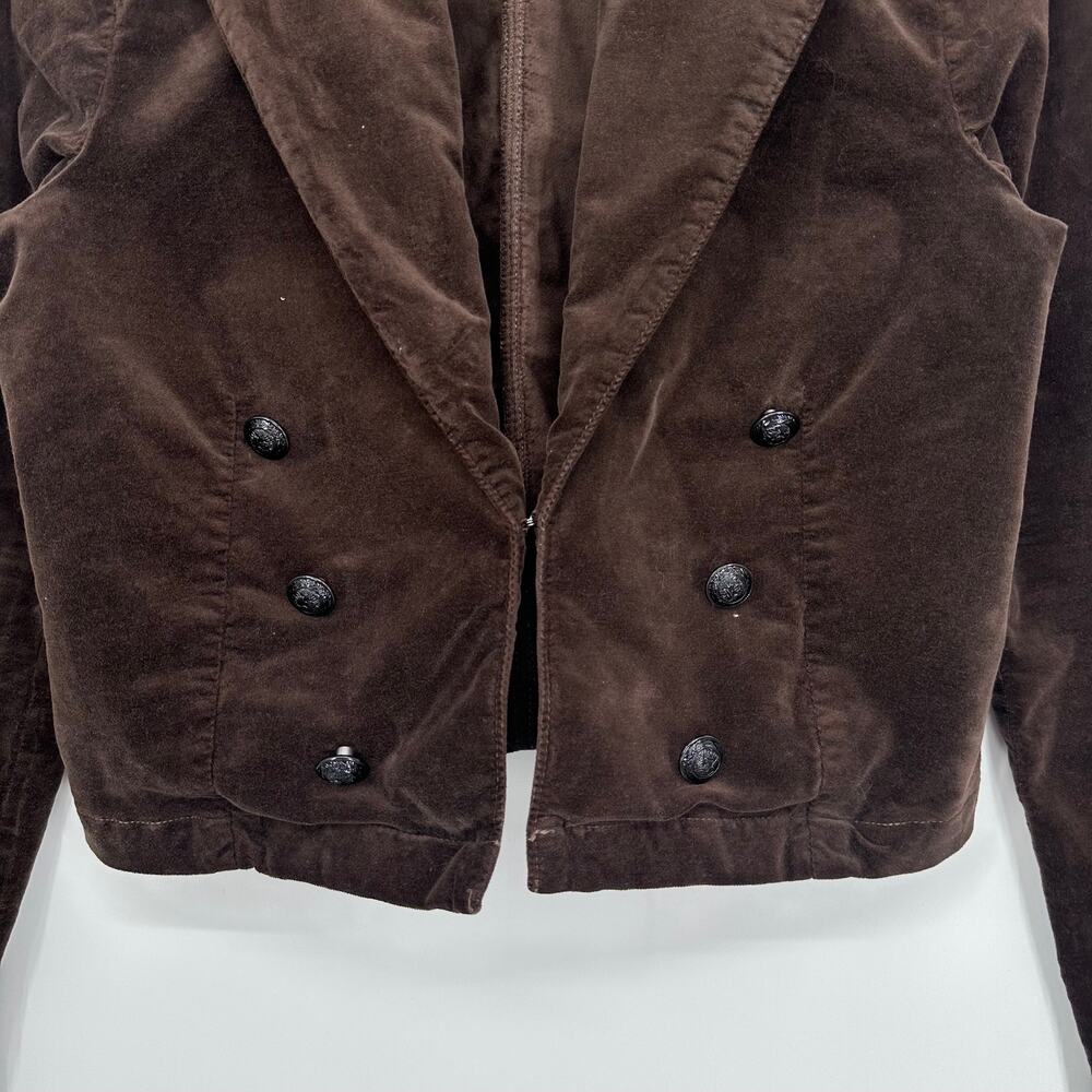 L’AGENCE Wayne Cropped Velvet Blazer Double Breasted Jacket Classic, Brown - Picture 5 of 8